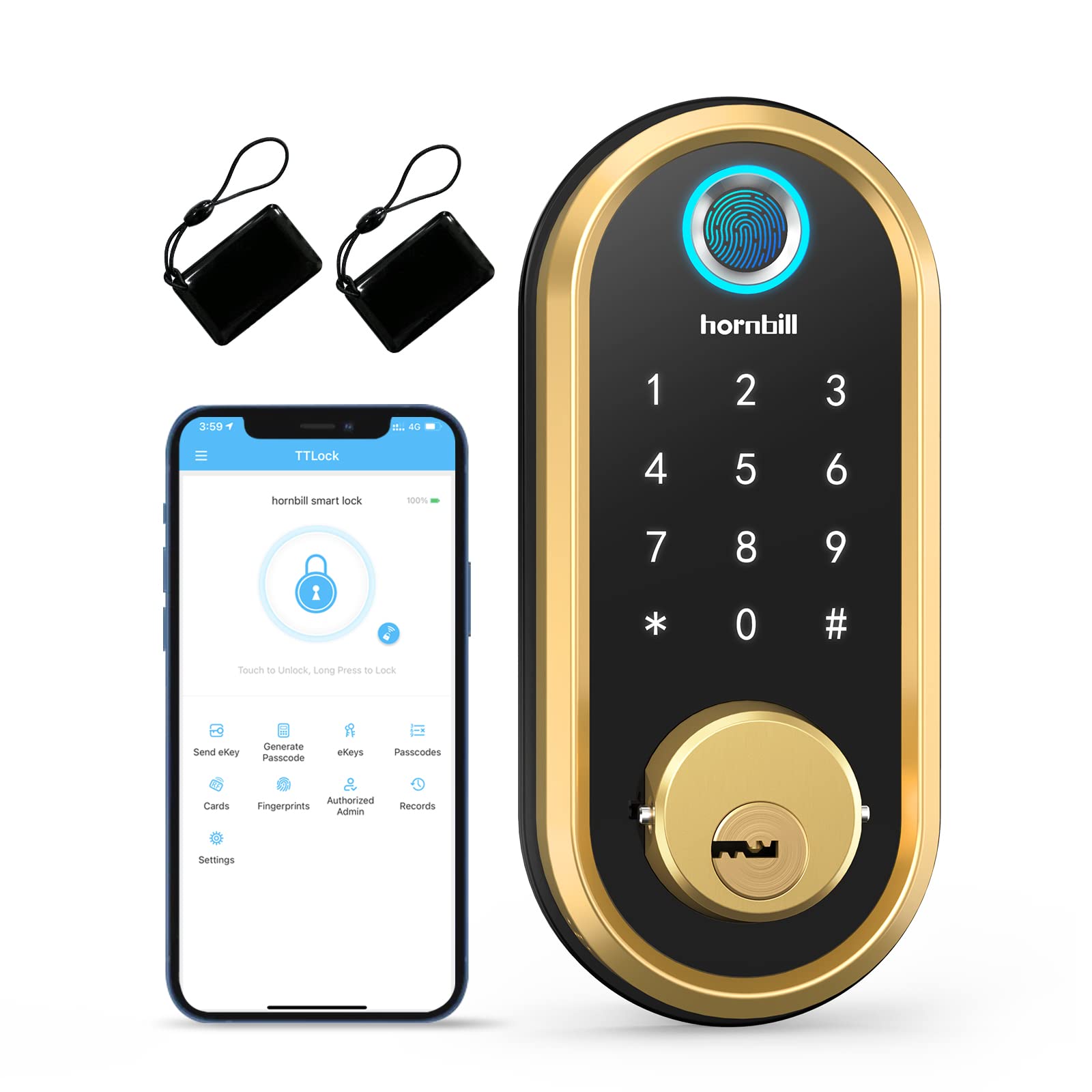 Smart Fingerprint Deadbolt Lock - Keyless Entry Door Lock with Touch Screen Keypad, Bluetooth & Auto-Lock, Works with Alexa & Google Assistant - Perfect for Home, Apartment & Office Security