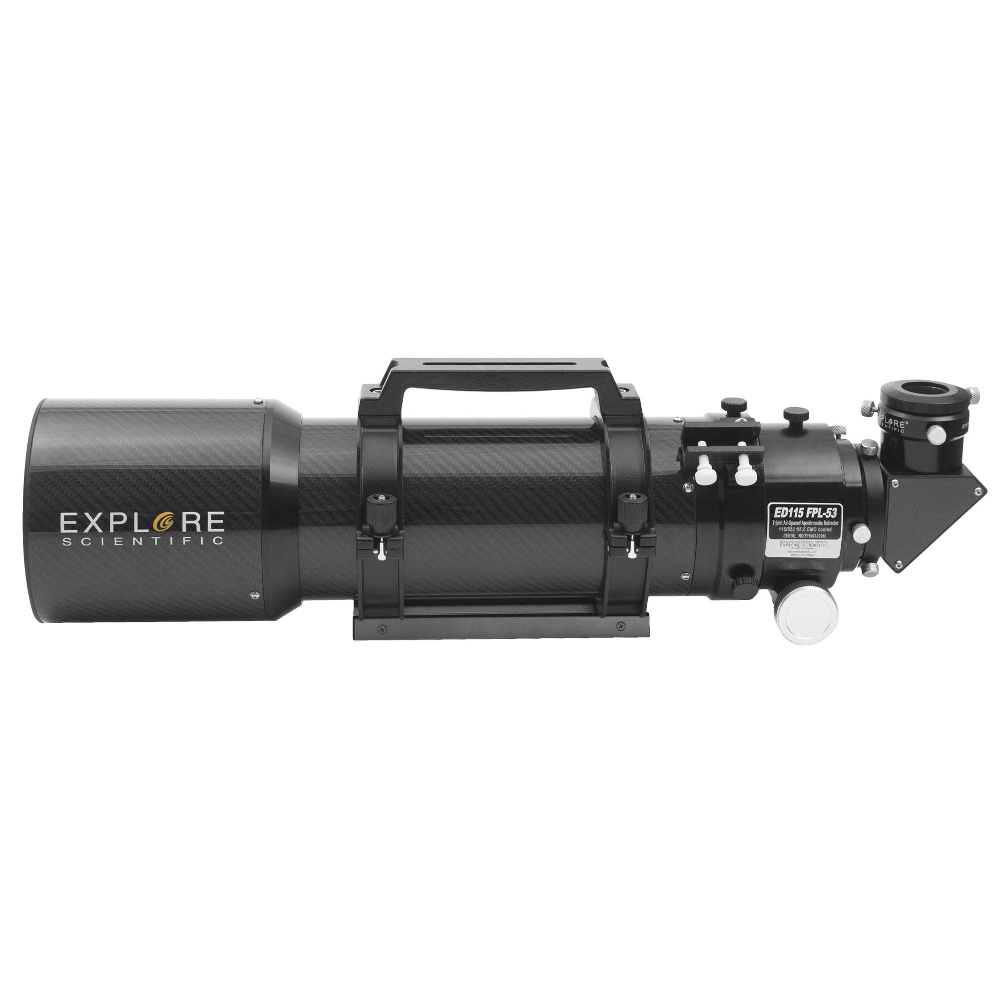 Premium ED115 FPL53 115mm f/5.5 Air Spaced Triplet ED APO Refractor Telescope - Carbon Fiber Tube with 3-Speed HEX Focuser for Astrophotography & Stargazing