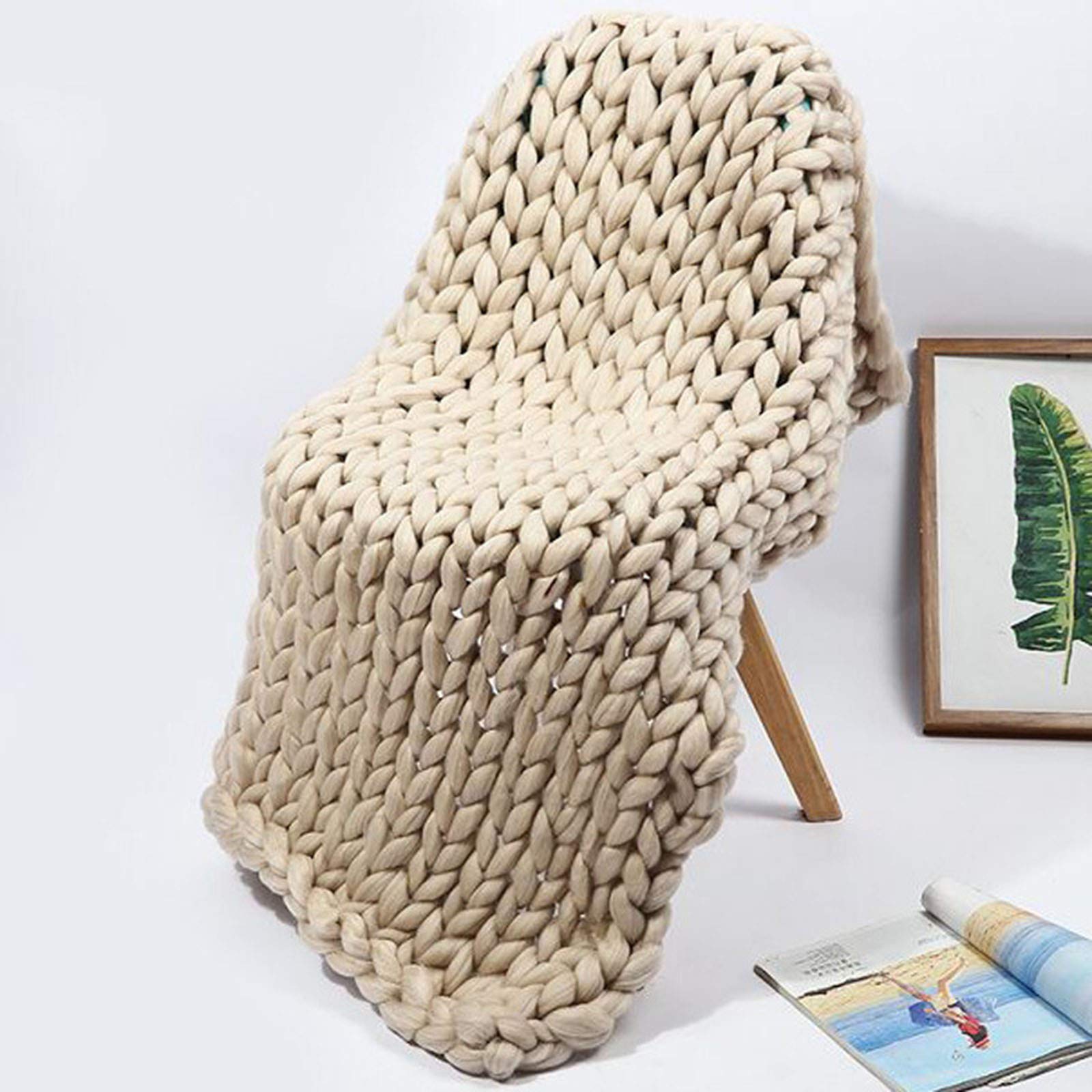 Handmade Chunky Knit Throw Blanket for Couch & Bed - Soft Woven Knitted Blanket in 7 Colors | Perfect Gift for Home, Sofa, Office and Travel Use