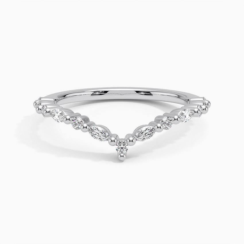 0.31CTW Delicate Versailles Contour Diamond Wedding Band Ring - 14K White Gold Bridal Jewelry for Women - Perfect for Engagement, Anniversary & Special Occasions