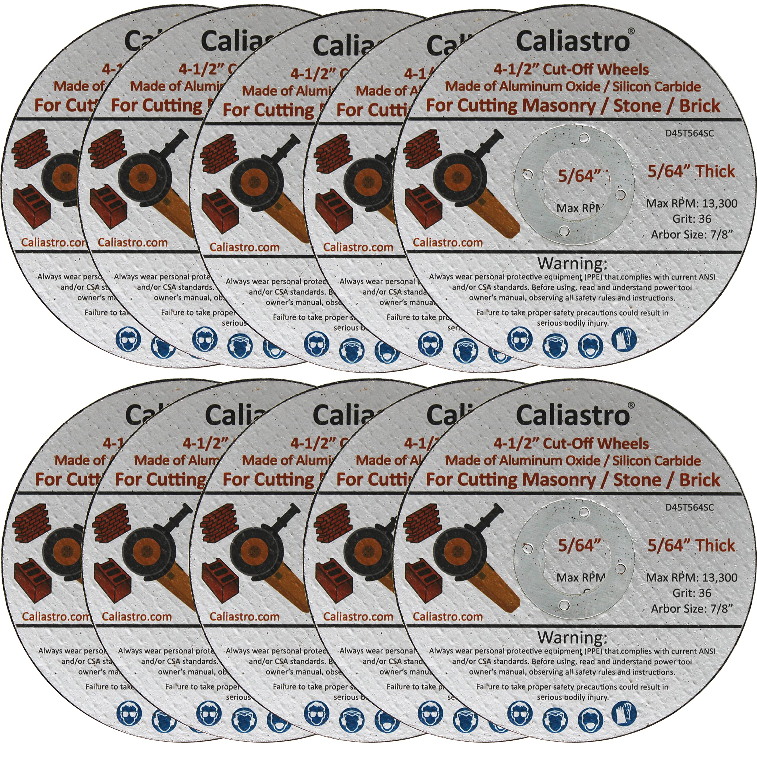 10 Pack 4.5 Inch Cut Off Wheels for Concrete, Masonry, Stone, Brick & Block - Premium Grinding Discs Compatible with 4-1/2