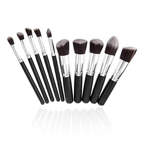 Premium 10-Piece Makeup Brush Set - Soft Fiber Bristles for Flawless Beauty Application | Professional Cosmetic Brushes for Foundation, Blush, Eyeshadow & More | Ideal for Makeup Artists & Beginners | M.S TRADERS® Black Beauty Brush Collection