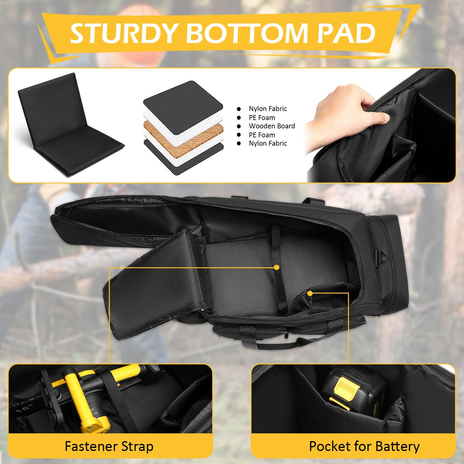 Tactical Waterproof Chainsaw Carrying Case for EGO, Dewalt, Greenworks 14-18 Inch Power Chainsaws & Accessories - Durable Storage Bag (Black) | Perfect for Outdoor Work, Landscaping & Chainsaw Transport