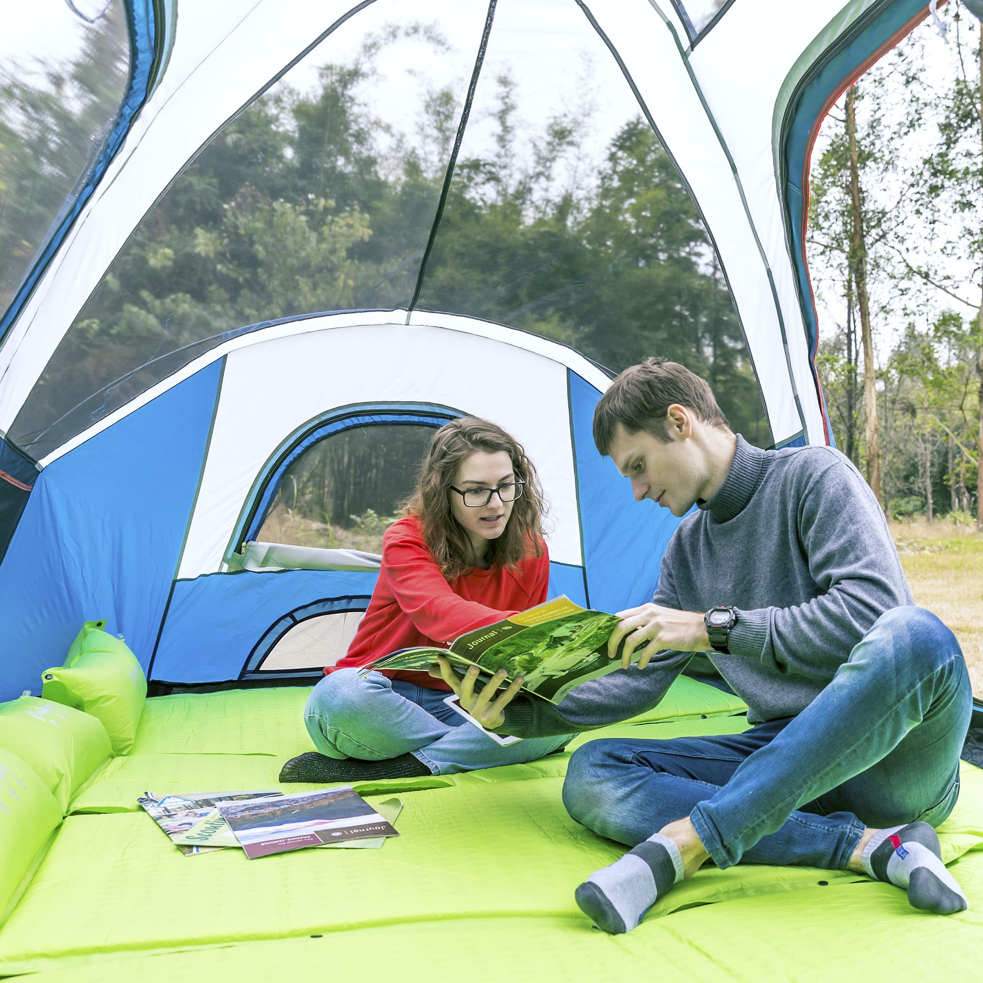 Quick Setup Family Camping Tent - Instant Pop Up Dome Tent for 2-3 or 6 Person Outdoor Use | Water-Resistant Rainfly with Mesh Roof, Door & Windows | Perfect for Backpacking, Beach Trips & Festival Camping