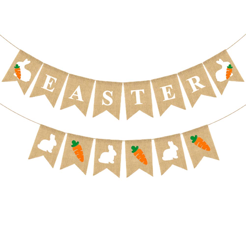 1 Set Easter Party Decorations - Colorful Rabbit & Carrot Banners for Home, Wall, Room Decor - Perfect for Easter Celebrations, Spring Parties & Festive Home Decor