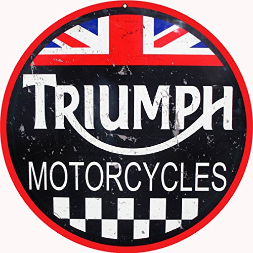 Vintage Triumph Motorcycles Metal Sign - 18x18 Inch Round Wall Decor for Garage, Man Cave, Bar & Office - Retro Motorcycle Enthusiast Gift