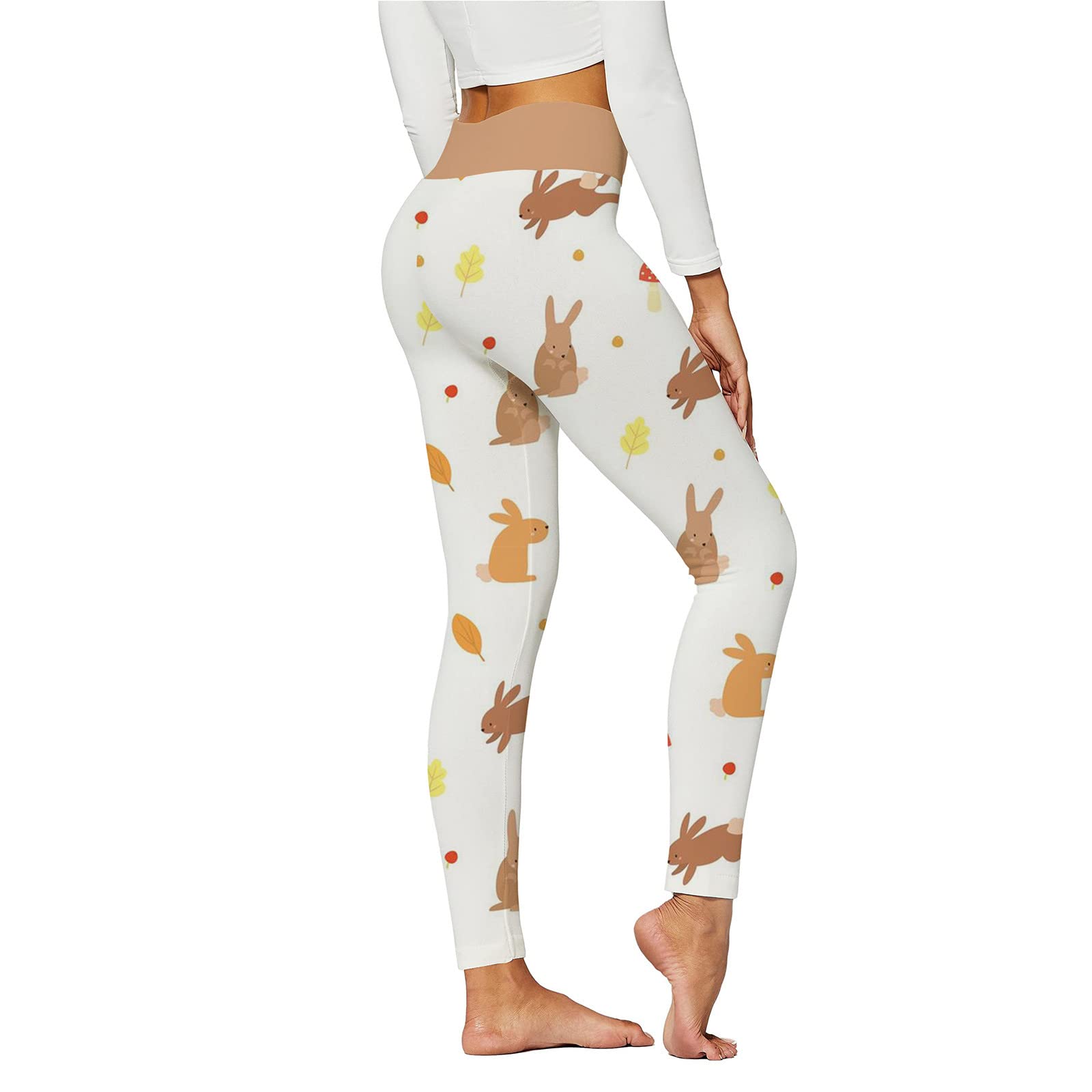 XIAOBU Women's High Waist Butt Lifting Yoga Pants - Skinny Running Leggings with Easter Egg Print - Workout Tights for Gym, Jogging & Casual Wear