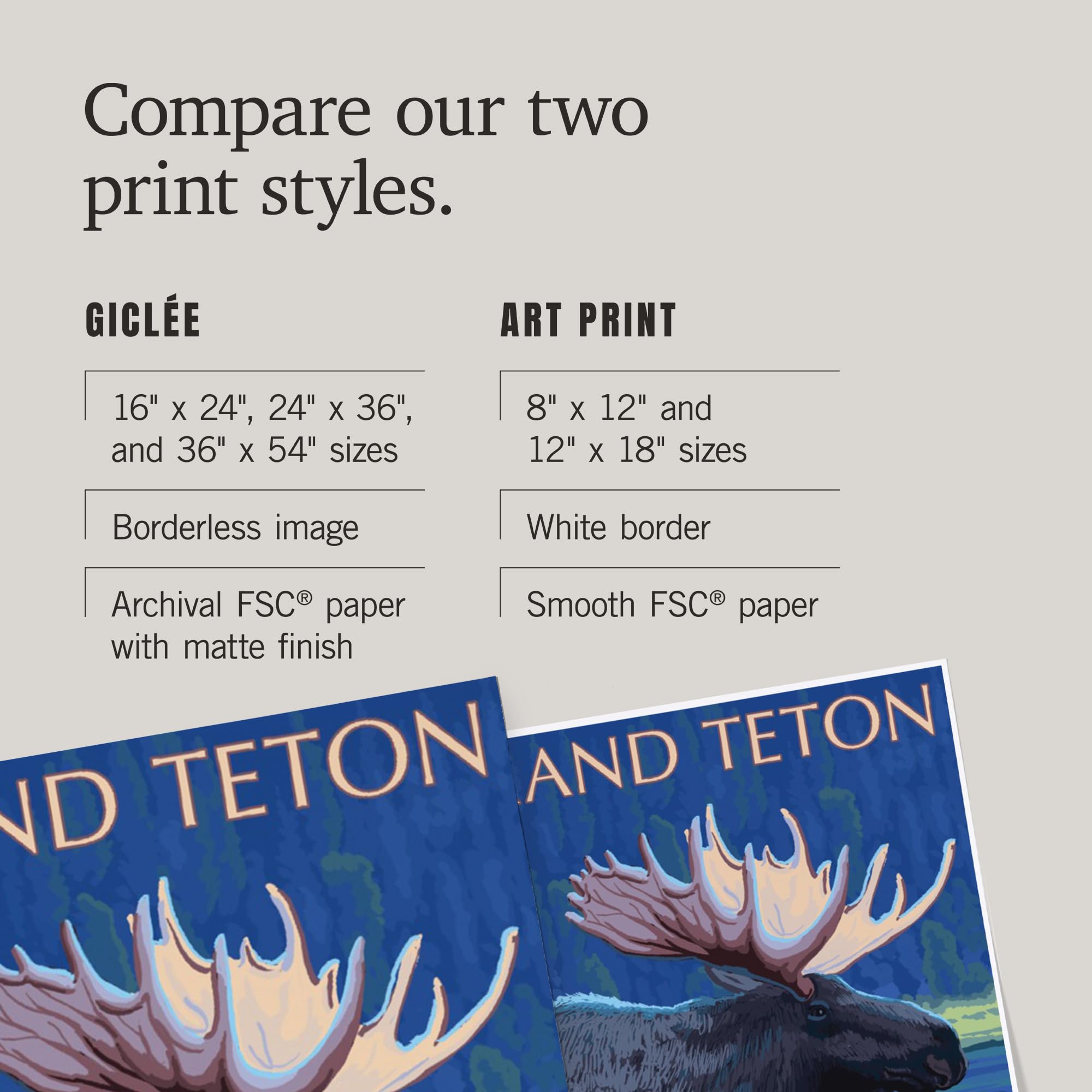 Lantern Press 16x24 Inch Giclee Art Print - Grand Teton National Park Landscape with Moose at Night - Premium Wall Decor for Living Room, Bedroom & Office