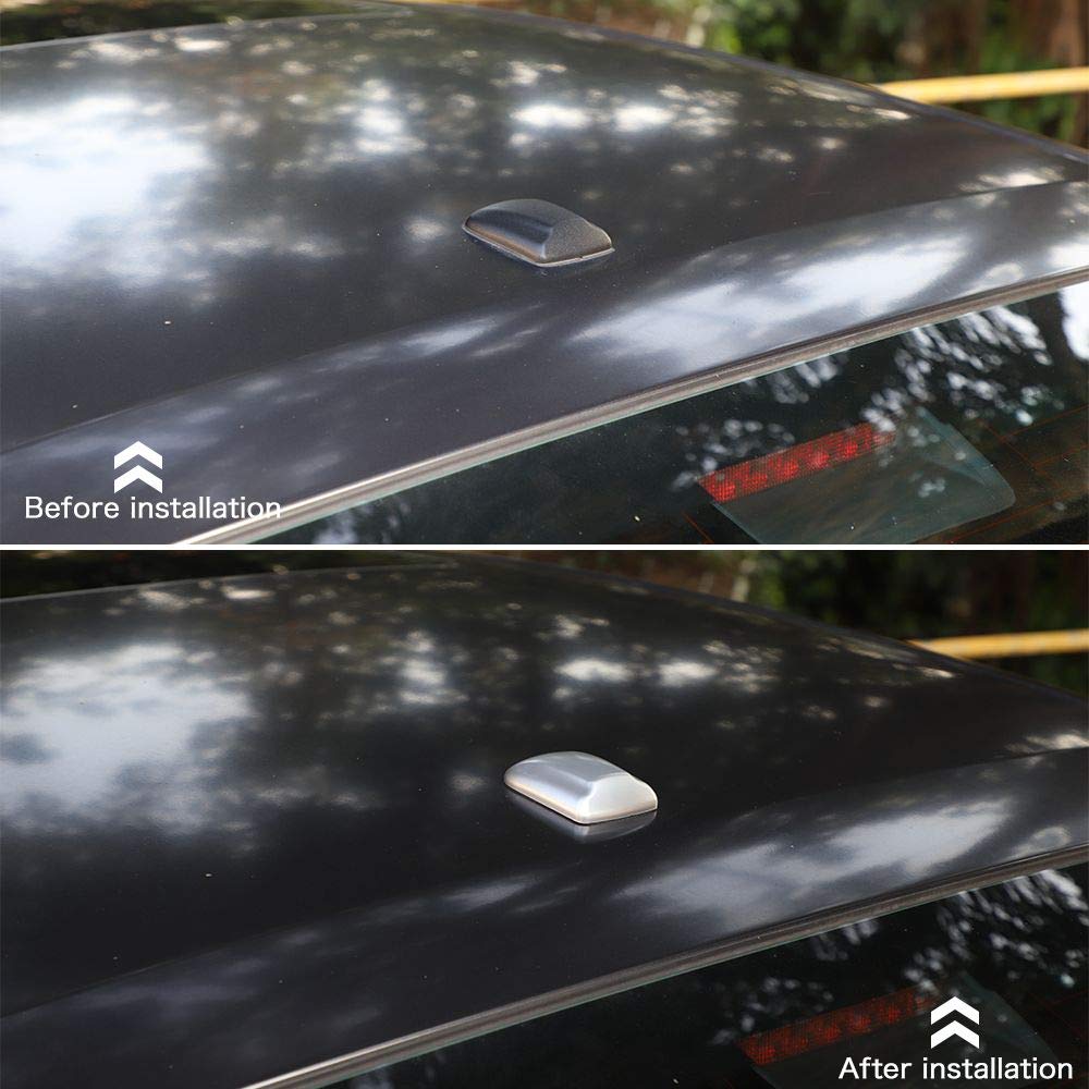 CheroCar Silver Radio Antenna Base Cover Trim for Dodge RAM 1500 Pickup (2010-2015), Dodge Charger (2010-2020), Dodge Challenger (2009-2020) – Exterior Decoration Accessories – Perfect for Car Enthusiasts & Customization Upgrades