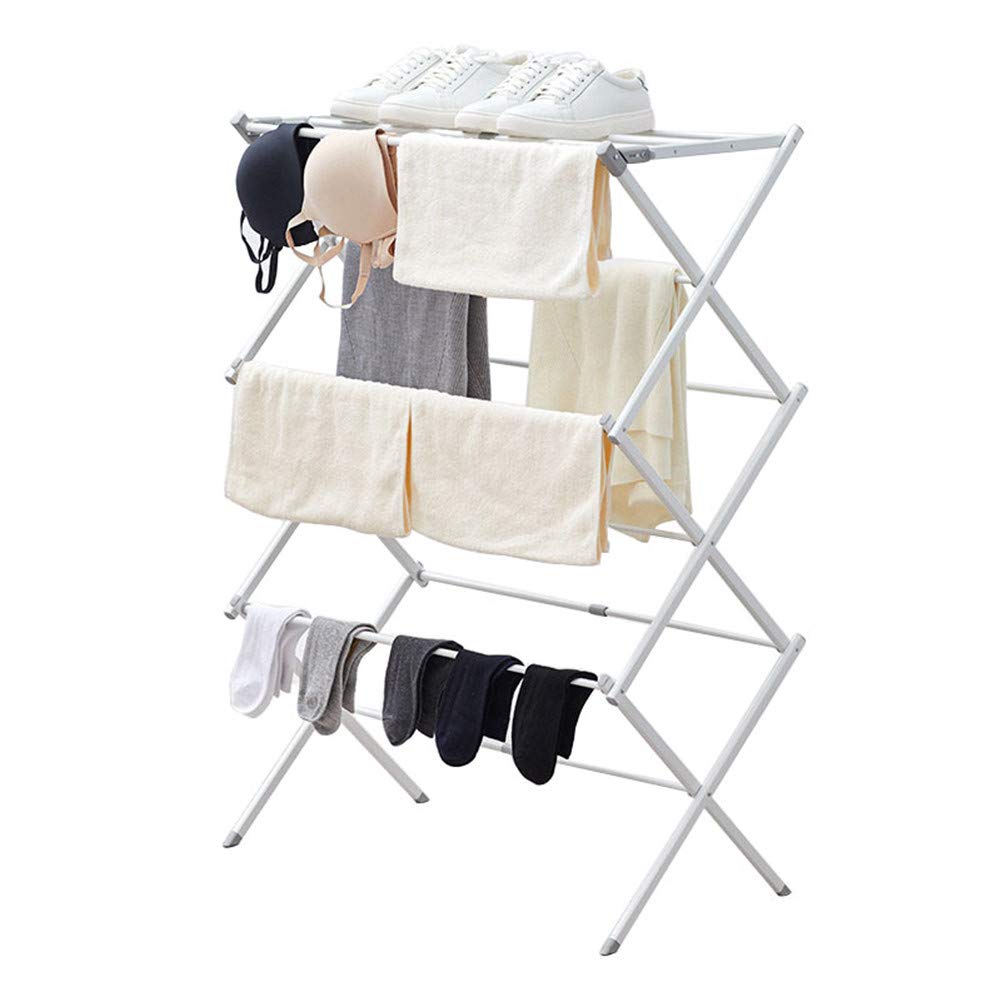 Foldable Telescopic Clothes Drying Rack - Carbon Steel Pipe Garment Rack for Indoor & Outdoor Use - Perfect for Laundry Room, Balcony, Camping & Small Spaces