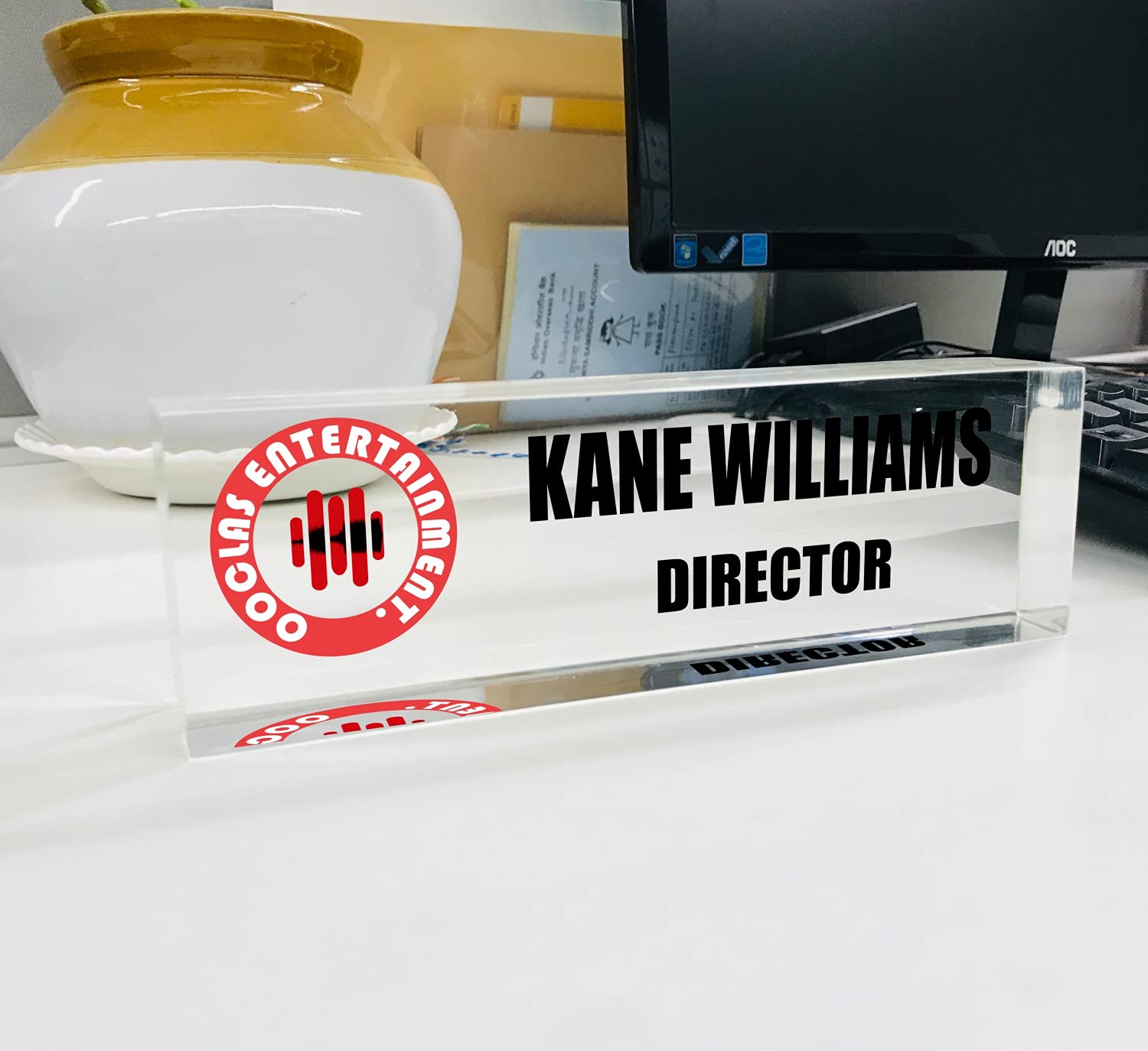 Custom Engraved Name Plaque - Personalized Office Desk Nameplate Sign - 8x2.5x1.25 Inch Wooden Name Plate - Unique Gift for Coworkers, Retirement, Promotion - Perfect for Office Decor, Home Study & Professional Workspace