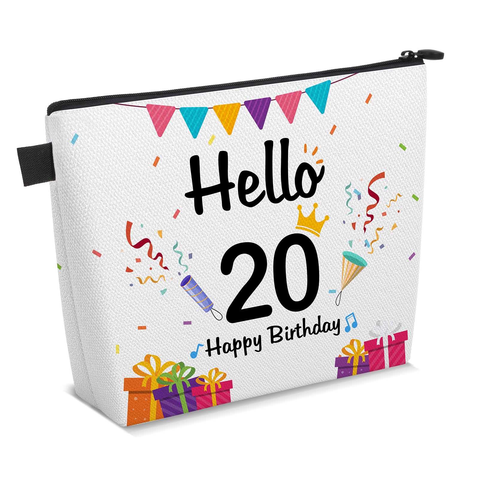 20th Birthday Gift Ideas for Women - Hello 20 Cosmetic Makeup Bag with Zipper | Cute Makeup Pouch for Teens & Young Adults | Perfect for Birthday Parties, Christmas Gifts & Anniversary Favors
