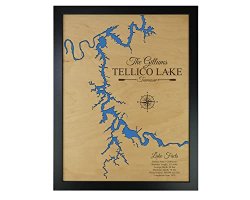 Custom Wooden Lake Map Wall Art - Personalized Handmade House Decor for Lake House, Cabin & Cottage - Perfect Gift for Anniversary, Wedding & Home Decoration - Great for Living Room, Bedroom & Office Decor