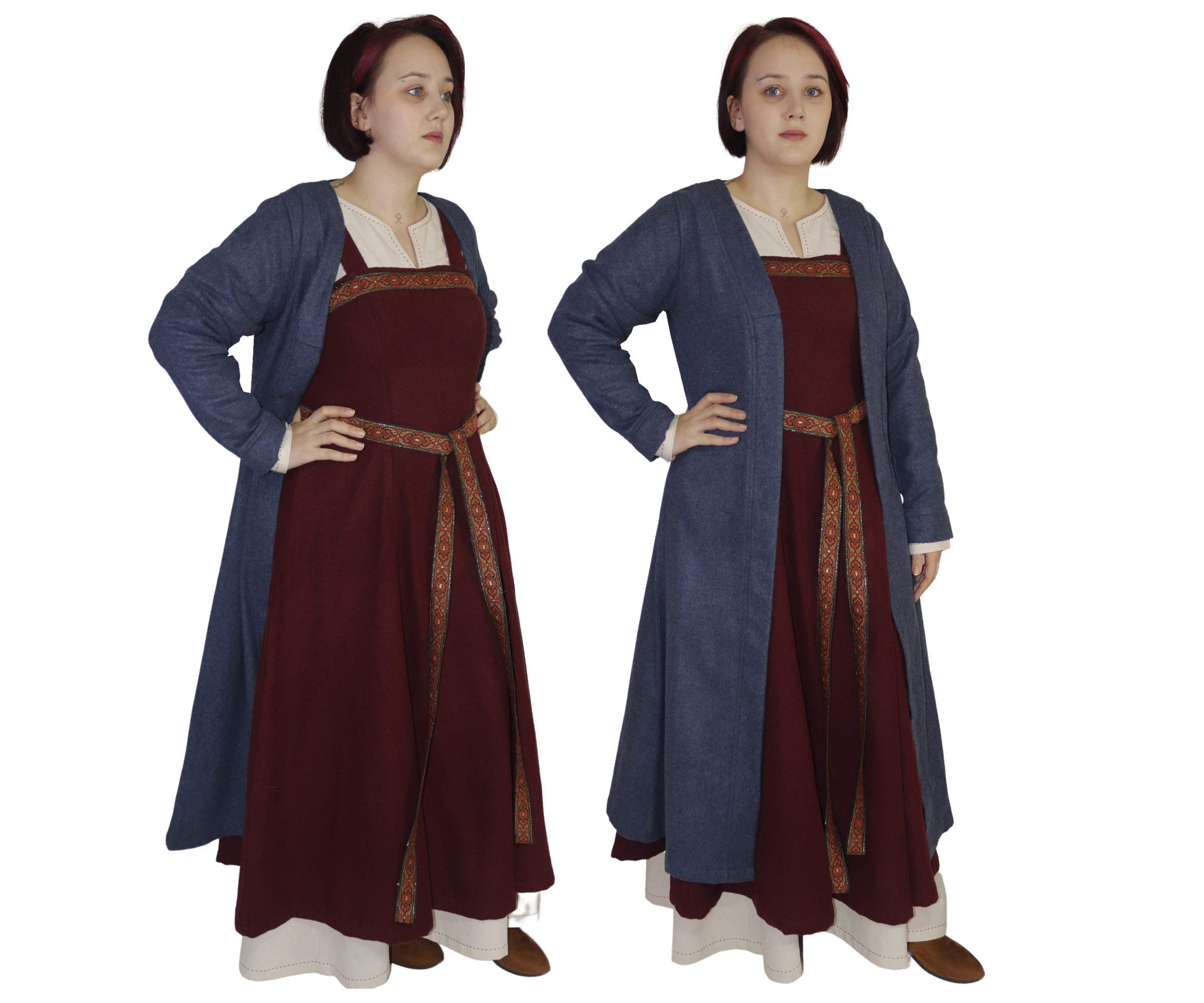 BIRKA Medieval Viking Women's Wool Coat - Handmade in Turkey - Perfect for LARP, Renaissance Fairs & Historical Reenactments