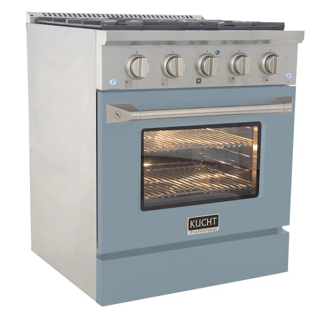 Kucht 30-Inch Pro Style Dual Fuel Range - KDF302/LP LB - Professional Gas & Electric Stove for Home Chefs & Restaurant-Style Cooking