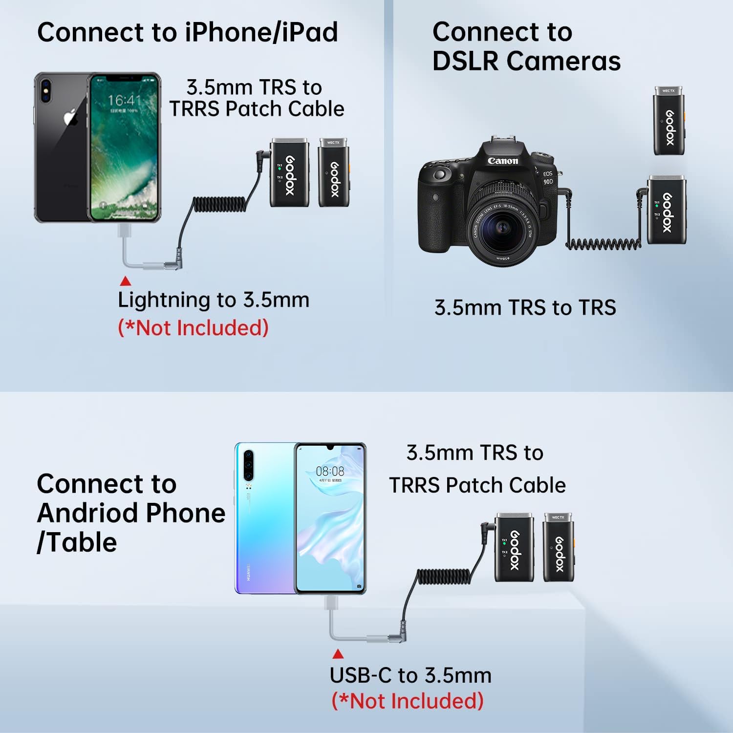 GODOX WEC Wireless Lavalier Microphone with Noise Cancellation, 656ft Range, 8H Battery - Compact Lapel Mic System for DSLR, iPhone, Android (Perfect for Interviews, Vlogging & Live Streaming)