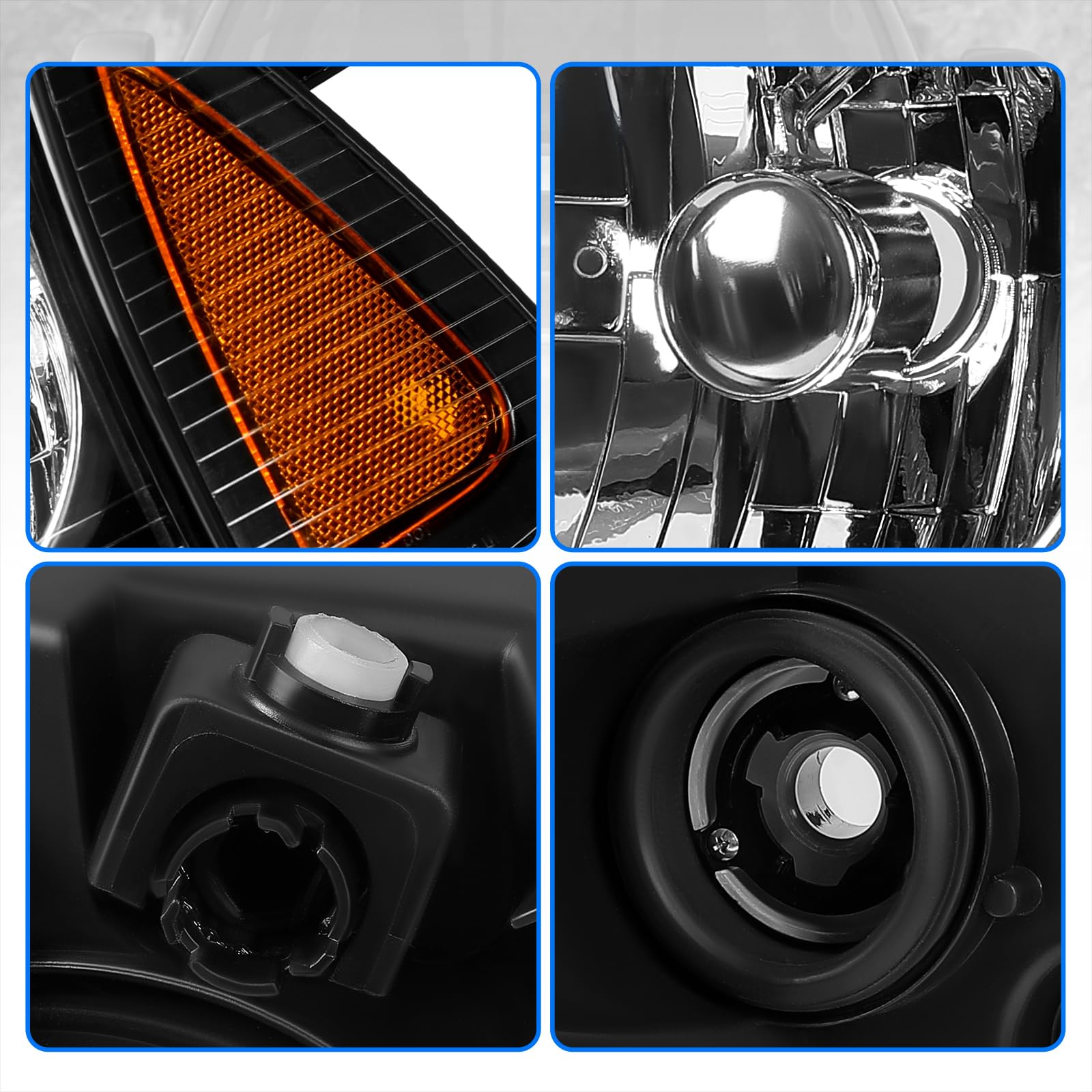DWVO Headlight Assembly for 2006-2010 Dodge Charger - Black Housing with Amber Reflector (Pair) | Replacement Headlights for Improved Night Visibility & Style Upgrade