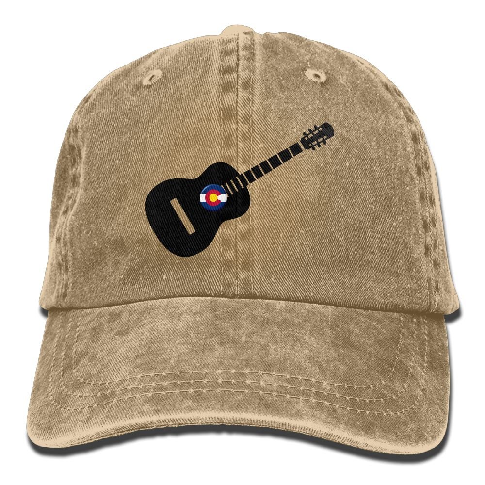 Fr45 Colorado Flag Guitar Baseball Cap - Adjustable Snapback Flat Bill Cowboy Hat for Men & Women | Perfect for Concerts, Outdoor Adventures & Country Music Fans