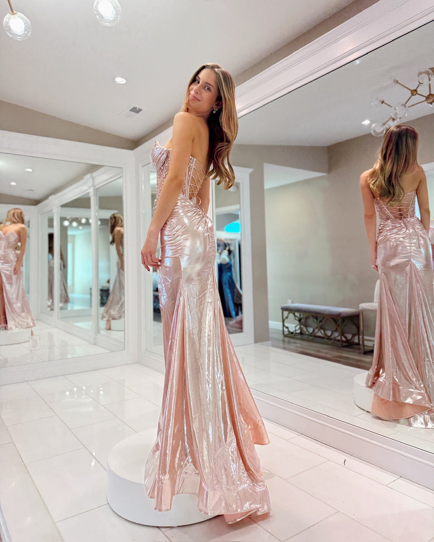 Elegant Mermaid Pink Beaded Prom Dress with High Slit - Formal Evening Gown J6891 for Homecoming, Prom Night & Special Occasions