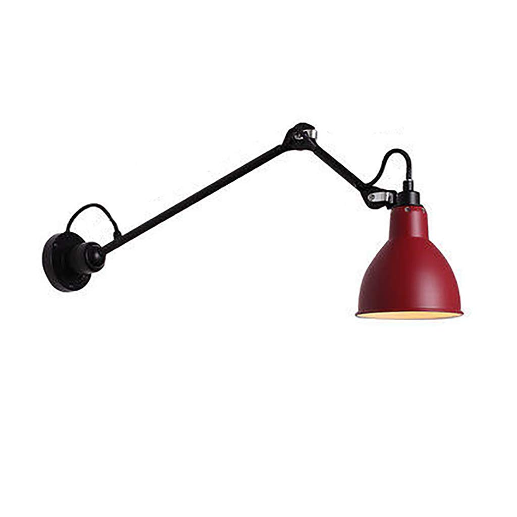 JSY Telescopic Folding Wall Lamp - Adjustable Swing Arm LED Bedside Light, Red Small Wall-Mounted Reading Lamp for Bedroom, Hallway & Home Decor