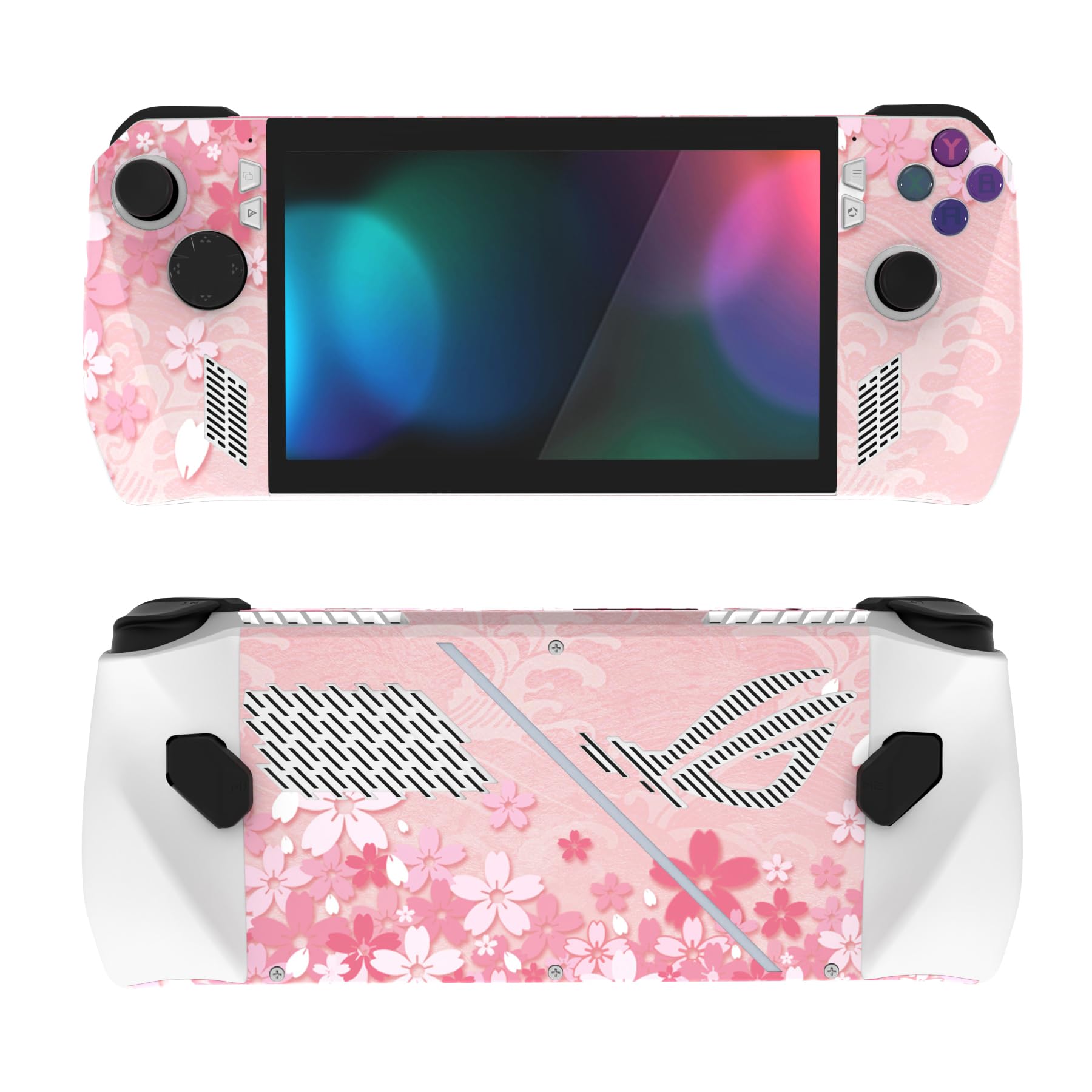 PlayVital 2-Piece Protective Skin Decal for ASUS ROG Ally - Cherry Blossom Petals Design Vinyl Wrap for Handheld Gaming Console | Scratch Protection & Customization for Gaming On-The-Go, Travel, and Commuting
