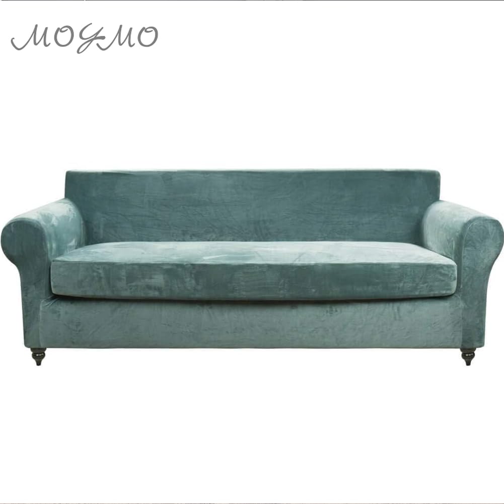 2-Piece Stretch Velvet XL Sofa Slipcover - Super Stretch 3-Cushion Couch Cover for Living Room, Pet-Friendly Furniture Protector (Sage Green) | Perfect for Home Decor & Pet Owners
