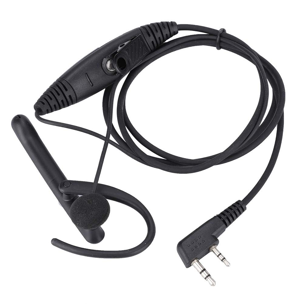 2 Pin 140cm Military Walkie-Talkie Headset - Durable Plastic Black Ear Cap Headphones for Security, Construction & Outdoor Communication