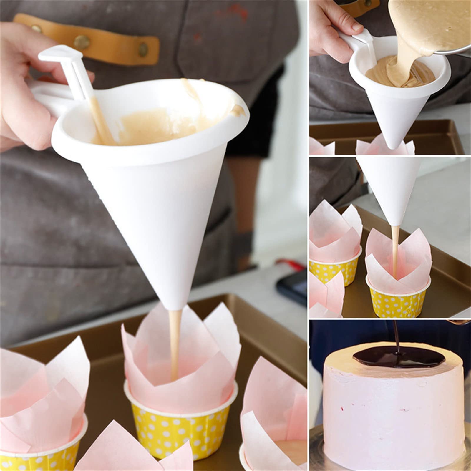 **Handheld Cupcake Dispenser - Cream & Batter Funnel Tool for Baking, Frosting, Chocolate - Kitchen, Dining & Bar Accessory (White) - Perfect for Home Baking, Party Decorations & DIY Desserts**