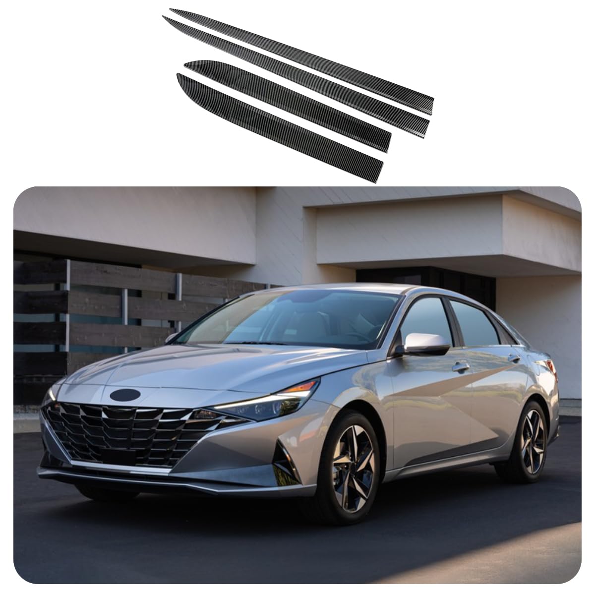 2021-2024 Hyundai Elantra Carbon Fiber Door Molding Cover Trim Kit (4PCS ABS) - Perfect for Car Protection & Style Upgrade | Ideal for Daily Commuting, Road Trips & Car Shows