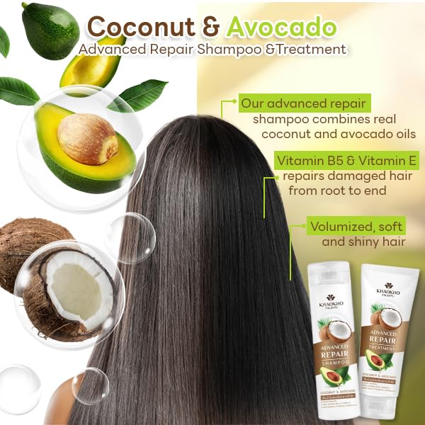 KKT Extra Strength Damage Remedy Shampoo & Conditioner Set - Sulfate & Silicone Free for Dry, Frizzy, Coarse Hair Repair | 100% Natural with Coconut & Avocado Oil | Deep Hydration for Color-Treated & Chemically Damaged Hair | Salon-Quality Hair Care at Home