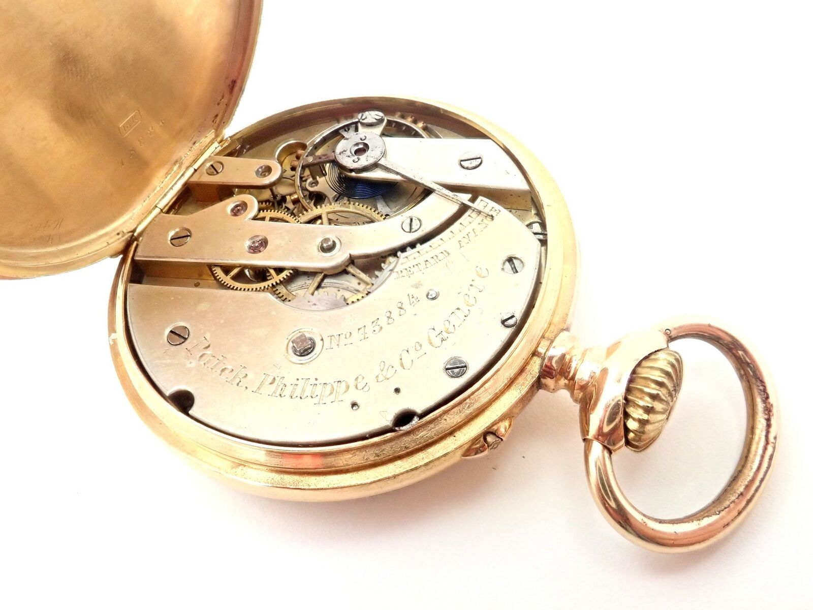 Vintage Patek Philippe 18k Yellow Gold Triple Signed Pocket Watch c.1890 - Antique Swiss Luxury Timepiece for Collectors & Special Occasions
