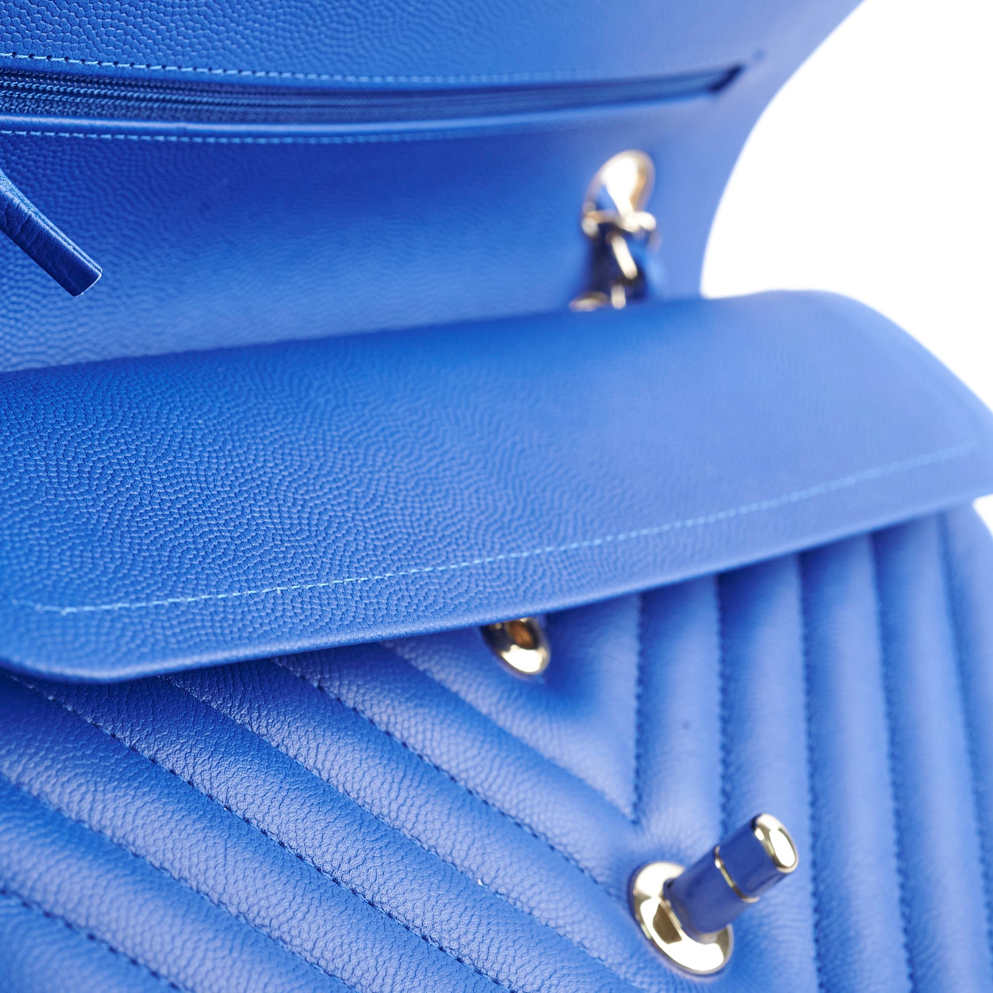 Chanel Medium/Large Caviar Chevron Classic Cobalt Blue Handbag 2021 - Luxury Designer Shoulder Bag for Women, Perfect for Parties, Weddings & Special Occasions