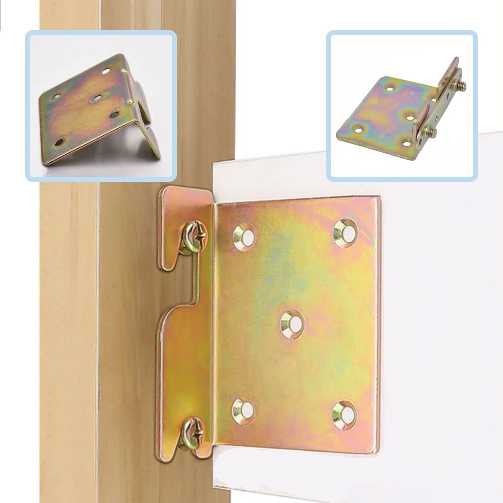 Heavy Duty Non-Mortise Bed Rail Brackets with Screws - Set of 4 - Sturdy Bed Frame Fittings for Queen/King Size Beds - Perfect for Bedroom Furniture Assembly and DIY Bed Frame Projects