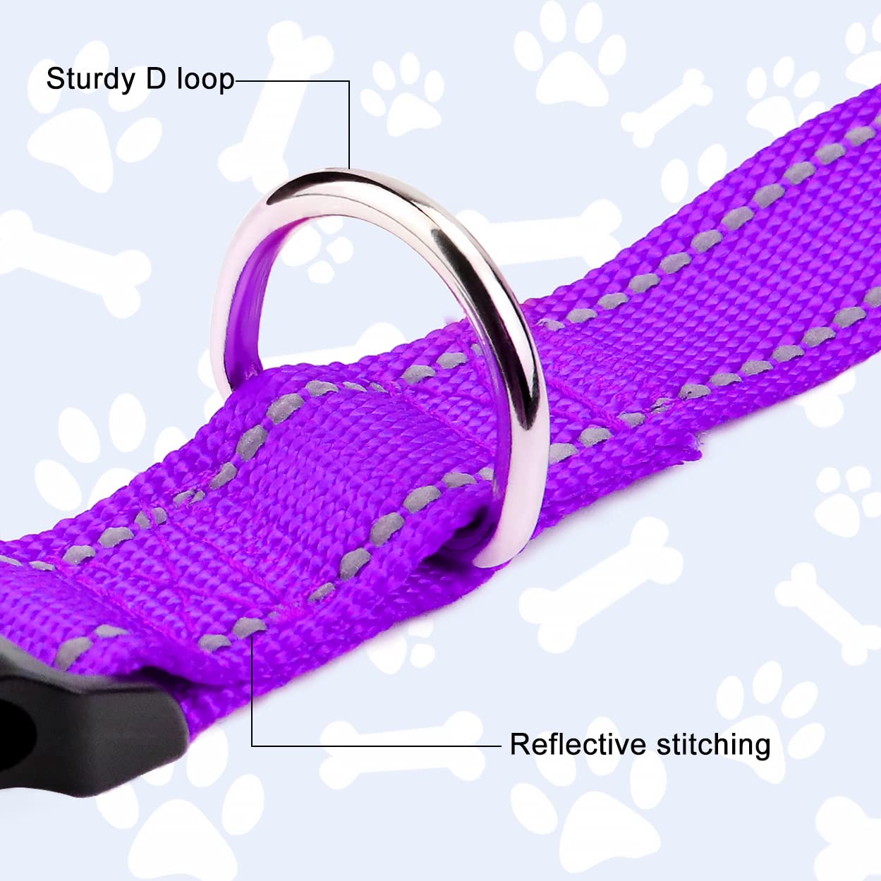 Reflective Nylon Dog Collar with Quick Release Buckle - Adjustable Puppy Collar for Small Dogs (5/8