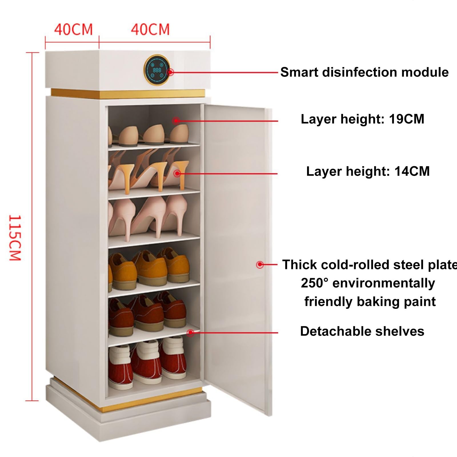 Modern Shoe Rack with Doors - Tall Shoe Storage Organizer Tower Cabinet for Entryway, Bedroom & Closet - Space Saving Corner Shoe Stand (Left Opening Door) - Perfect for Small Apartments & Home Organization