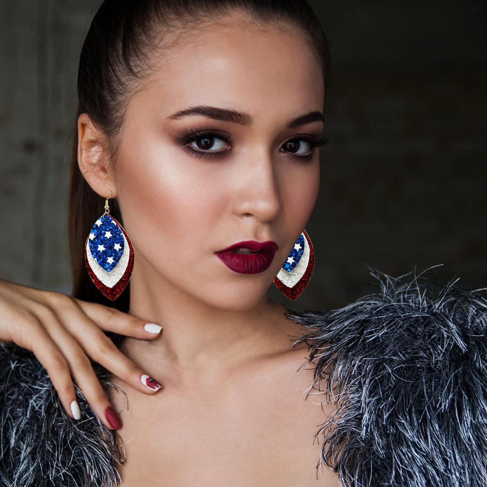 Patriotic American Flag Earrings for Women - Red White and Blue Dangle Earrings - 4th of July Independence Day Jewelry - Perfect for Parties, Festivals and Patriotic Events