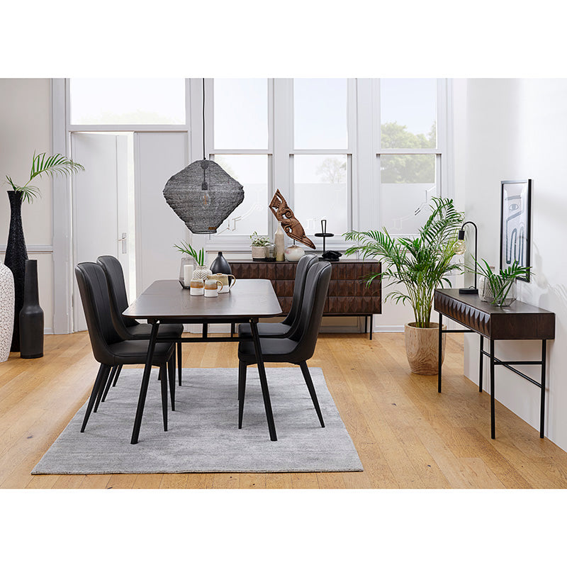 HUDSON Modern Dining Chair - Dark Grey Upholstered Seat - Comfortable & Stylish for Kitchen, Dining Room, or Office Use
