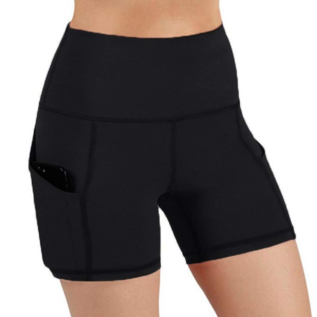 Women's High Waist Yoga Shorts with Pockets - Workout & Running