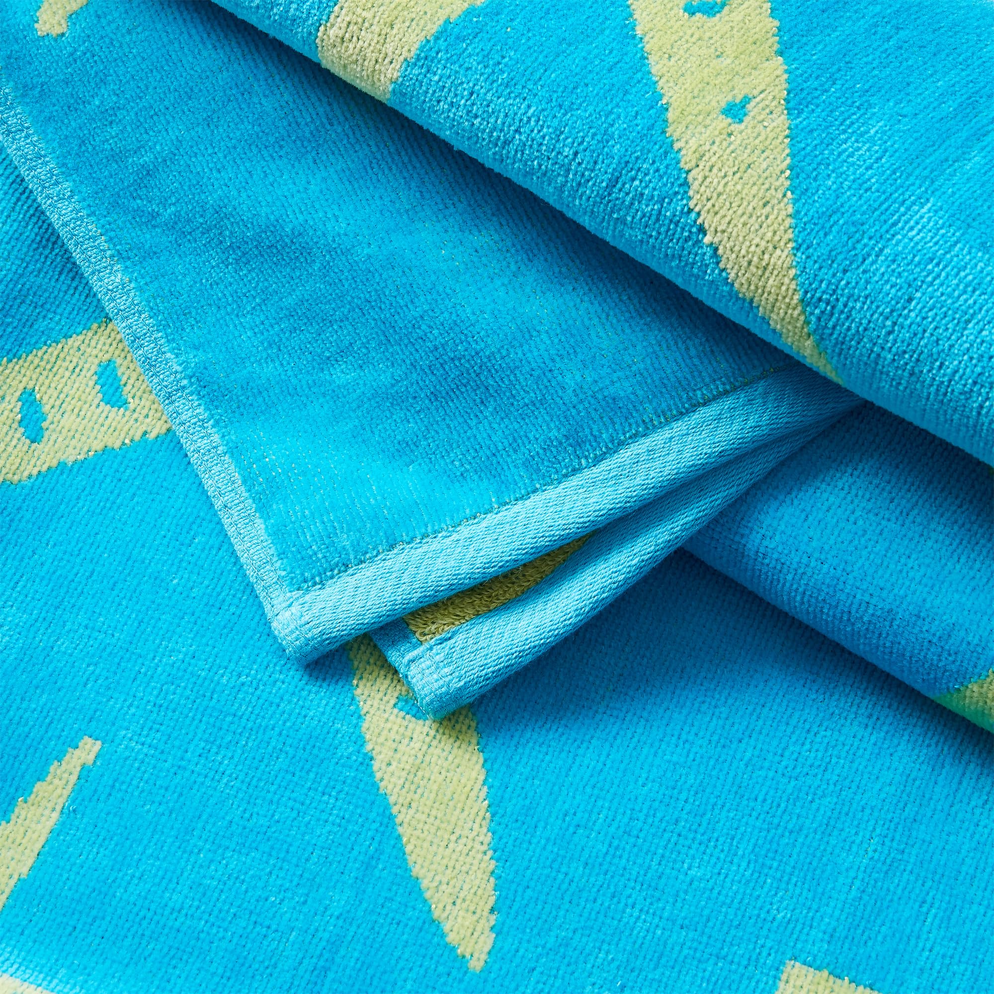 Great Bay Home 100% Cotton Beach Towels | 2-Pack 30x60 Inch Quick Dry & Absorbent Pool Towels for Adults & Kids | Blue/Yellow Starfish & Stripe Design | Perfect for Beach, Pool, Gym & Travel