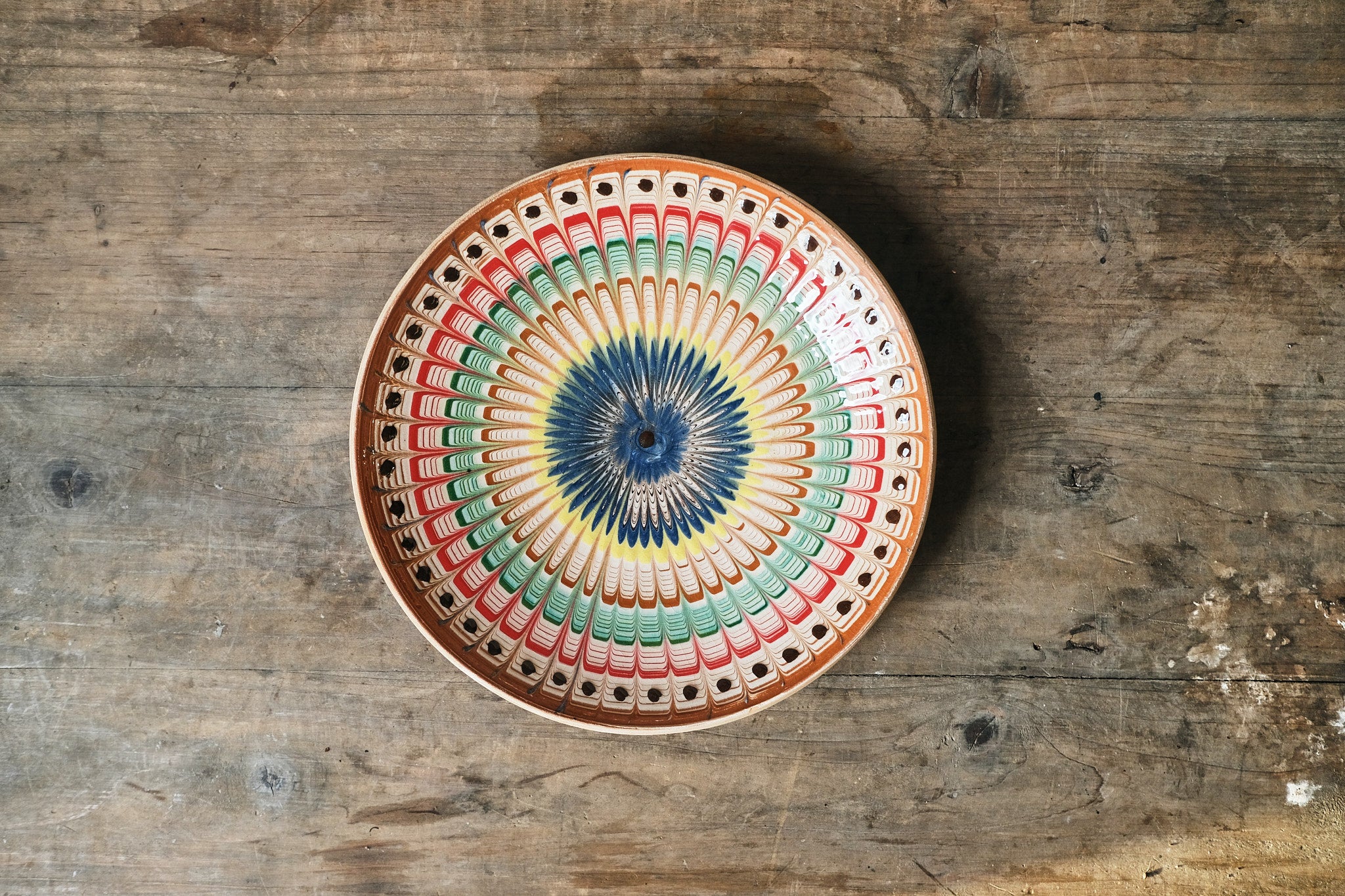 Handmade Peach & Green Ceramic Serving Plate - Perfect for Dinner Parties, Appetizers, and Home Decor