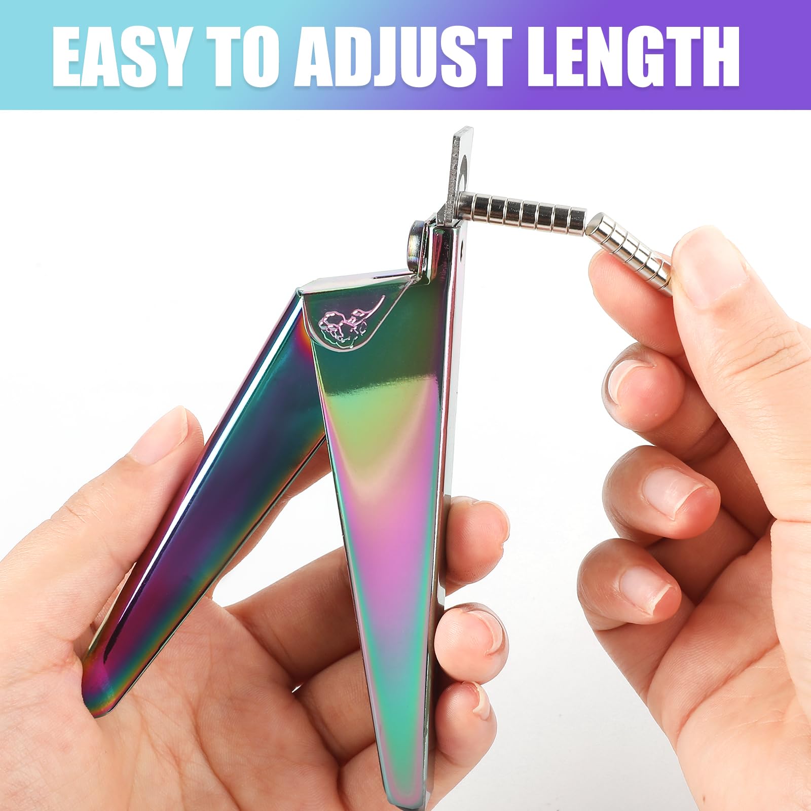 2-Pack Stainless Steel False Nail Clippers with 15PCS Small Magnets - Professional Acrylic Nail Cutter for Home Salon & Nail Art (Rainbow/Pink) - Perfect for Manicures, DIY Nail Care & Beauty Professionals