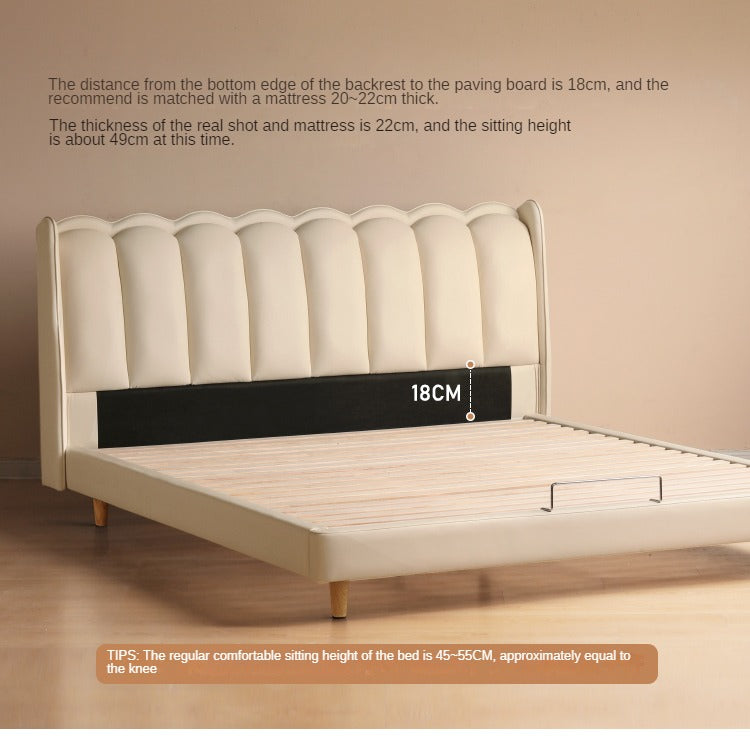 Organic Leather Art Bed Cream Style Modern - Elegant & Sustainable Bedroom Furniture for Home Decor | Perfect for Master Bedrooms, Guest Rooms & Luxury Apartments