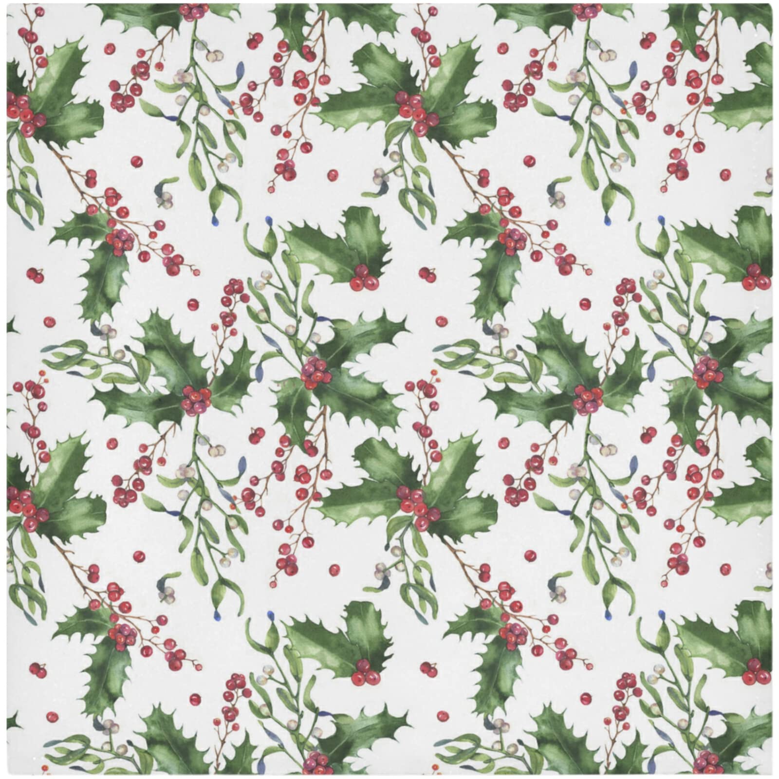 Premium Christmas Holly Berry Floral Cloth Napkins - Set of 1 (20x20 Inch) Soft Polyester Dinner Napkins for Family Gatherings, Restaurants, Weddings & Holiday Parties - Perfect for Christmas Decor & Festive Table Settings