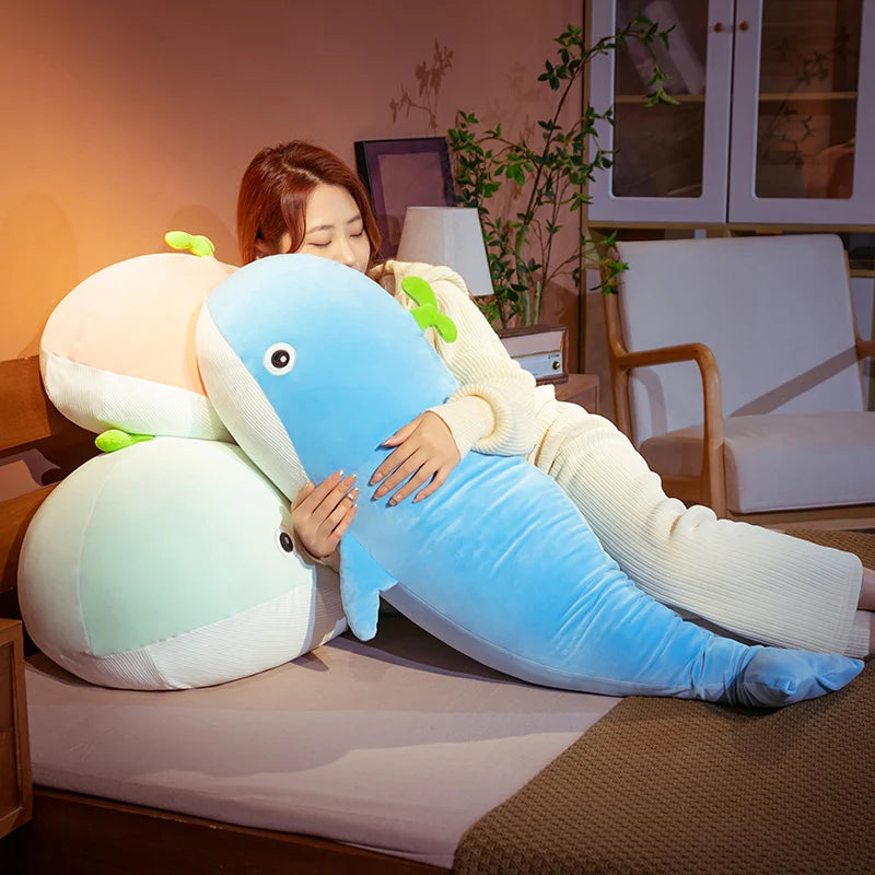 60/120cm Adorable Blue Whale Plush Toy - Soft Stuffed Animal Shark Doll for Kids, Cute Ocean Themed Gift for Girls & Boys | Perfect for Bedroom Decor, Birthday Presents and Christmas Gifts
