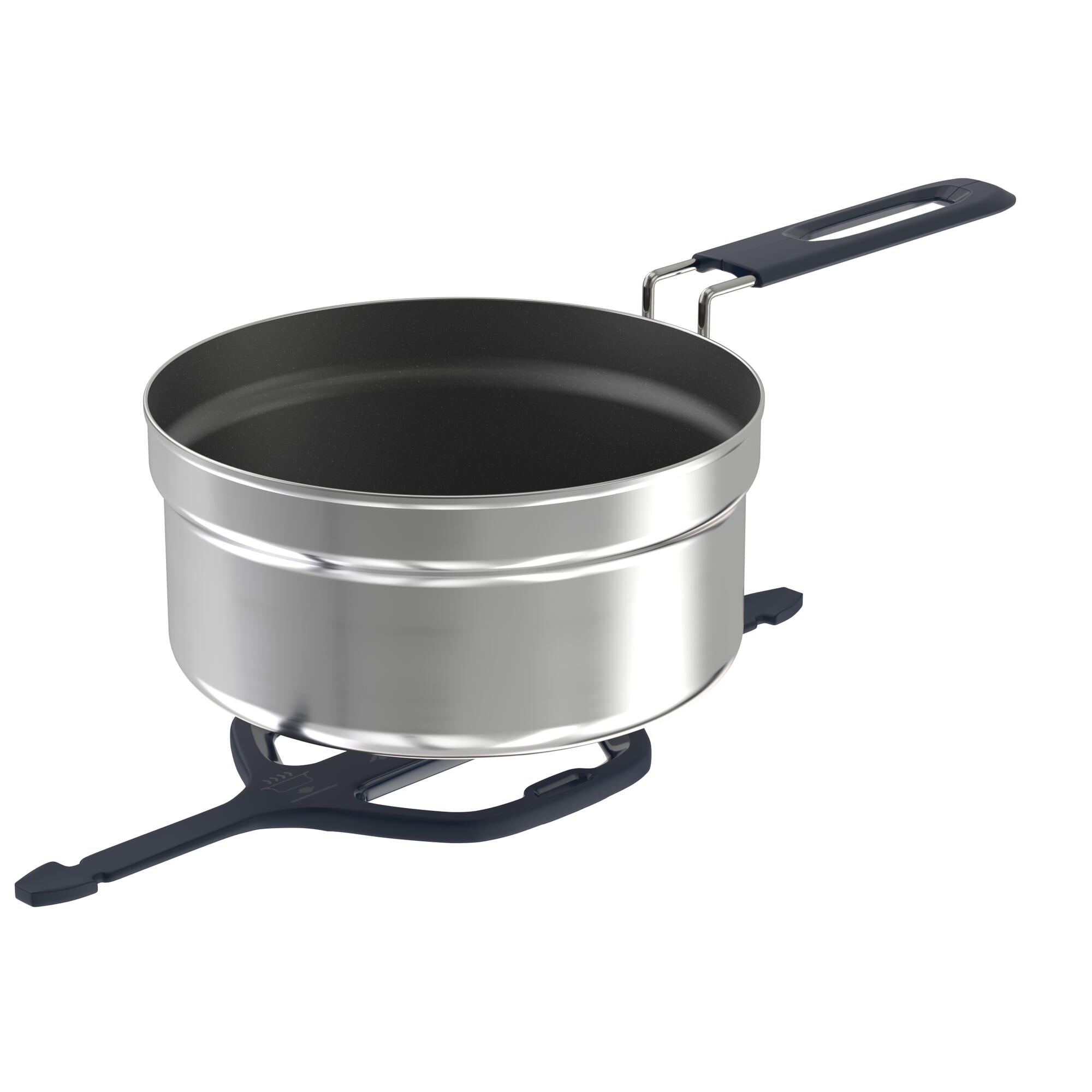 Quechua 500 15-Piece Stainless Steel Non-Stick Camping Cookware Set for 2 People - Lightweight Outdoor Cooking Kit for Hiking, Backpacking & Picnics