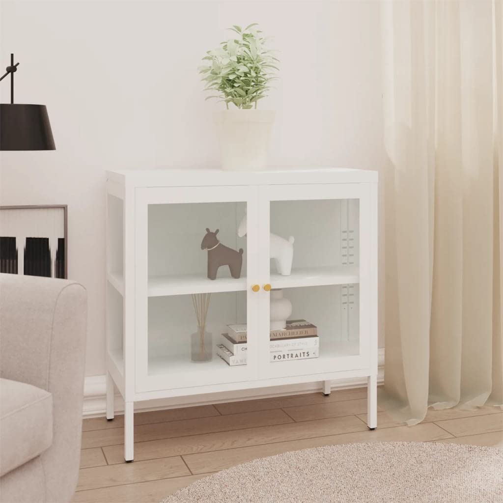 Modern Steel Sideboard Cabinet with 2 Doors & Adjustable Shelf - 27.6