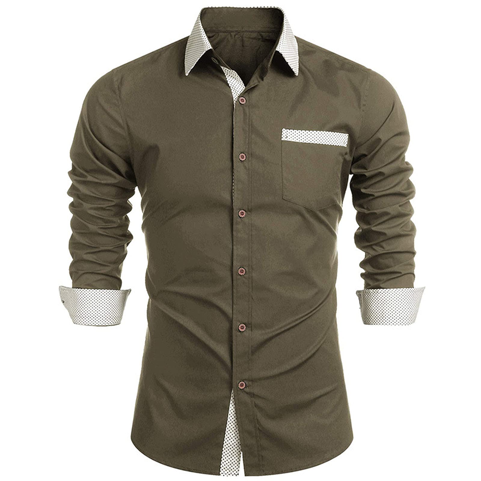 Men's Casual Business Dress Shirt - Button Down Long Sleeve Work Shirt with Lapel Collar | Regular Fit Office Wear for Professional & Smart Casual Occasions