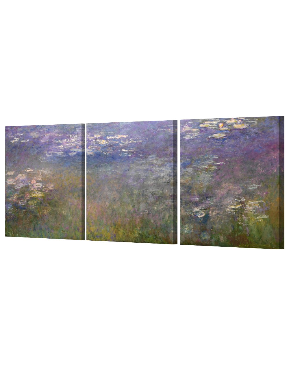 DECORARTS - Monet Water Lilies 1914 in Giverny Triptych Oil Painting Reproduction - Giclee Print on Acid-Free Cotton Canvas - Set of 3 (16x20 Inches) - Wall Art for Living Room, Bedroom & Office Decor