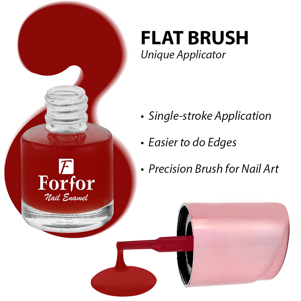 FORFOR® Perfect Stay Glossy Nail Polish - Classic Red Long Lasting Nail Lacquer with High Shine Finish | Perfect for Parties, Weddings & Everyday Wear