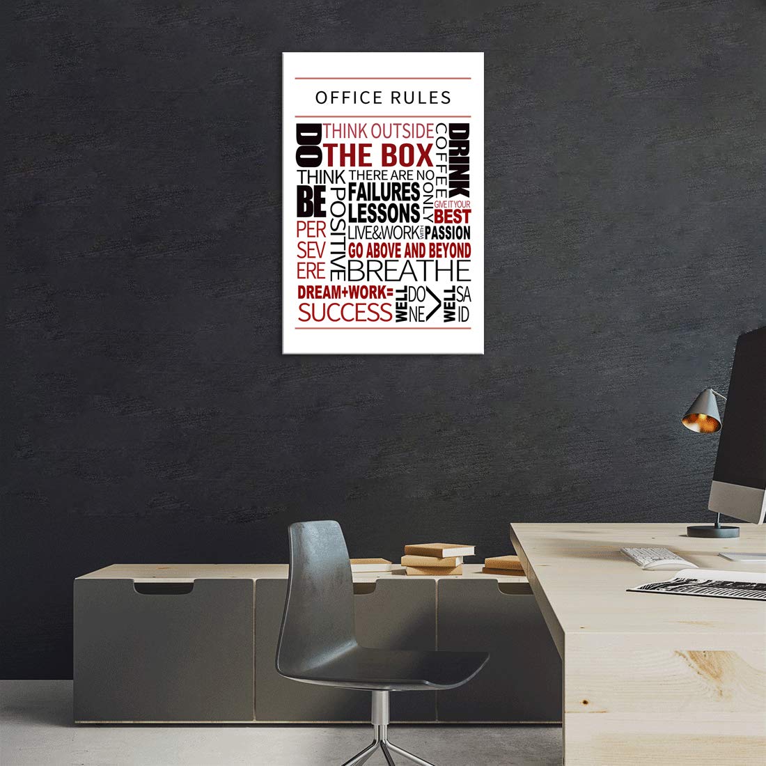Large Inspirational Office Wall Art - Motivational Canvas Prints with Positive Affirmations & Teamwork Quotes - Framed Ready to Hang Office Decor for Workplace, Conference Room or Home Office